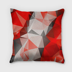 Подушка квадратная Красно-серая геометрия, цвет: 3D-принт