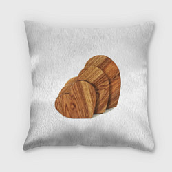 Подушка квадратная Сердечки из дерева, цвет: 3D-принт