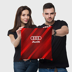 Подушка квадратная Audi red полосы, цвет: 3D-принт — фото 2