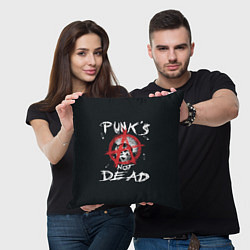 Подушка квадратная Punks Not Dead Анархия, цвет: 3D-принт — фото 2