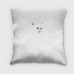 Подушка квадратная Белый незаметный кот, цвет: 3D-принт