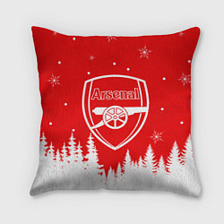 Подушка квадратная FC ARSENAL WINTER ФК АРСЕНАЛ ЗИМНИЙ СТИЛЬ, цвет: 3D-принт