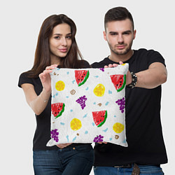 Подушка квадратная Пиксельные фрукты, цвет: 3D-принт — фото 2