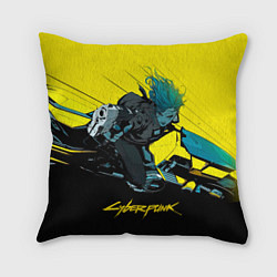 Подушка квадратная Vi Ви на мотоцикле cyberpunk 2077, цвет: 3D-принт