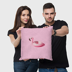 Подушка квадратная Flamingos Розовый фламинго, цвет: 3D-принт — фото 2
