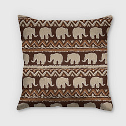 Подушка квадратная Слоны паттерн, цвет: 3D-принт