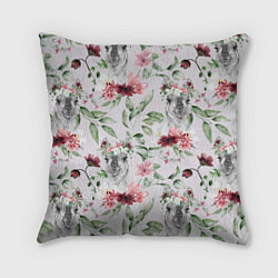 Подушка квадратная Ламы и цветы, цвет: 3D-принт