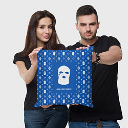 Подушка квадратная Узор Blue Ski Mask Dope Street Market, цвет: 3D-принт — фото 2