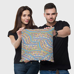 Подушка квадратная Разноцветный геометрический узор в стиле дудл, цвет: 3D-принт — фото 2