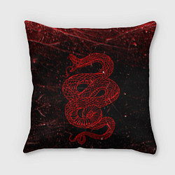 Подушка квадратная Красная Змея Red Snake Глитч, цвет: 3D-принт