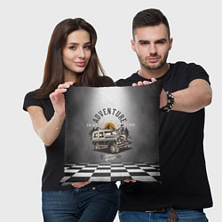 Подушка квадратная Путешествие на джипе, цвет: 3D-принт — фото 2