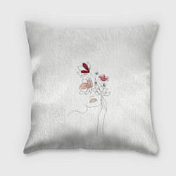 Подушка квадратная Девушка и цветы Artline, цвет: 3D-принт