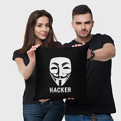 Подушка квадратная HACKER Маска V, цвет: 3D-принт — фото 2