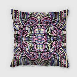 Подушка квадратная Абстракция разноцветная Калейдоскоп Фиолетовый, зе, цвет: 3D-принт