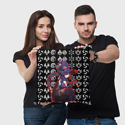 Подушка квадратная Мона и стихии Геншин Импакт, цвет: 3D-принт — фото 2