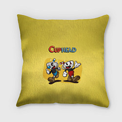 Подушка квадратная Cuphead and Mugman Чашечки, цвет: 3D-принт