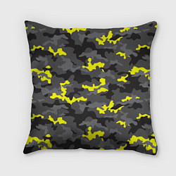 Подушка квадратная Камуфляж Серо-Чёрный, цвет: 3D-принт