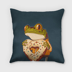 Подушка квадратная Лягуха с пряником, цвет: 3D-принт