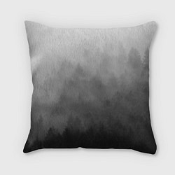 Подушка квадратная Темный лес - туман, цвет: 3D-принт