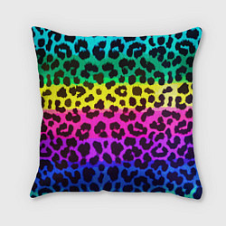 Подушка квадратная Leopard Pattern Neon, цвет: 3D-принт