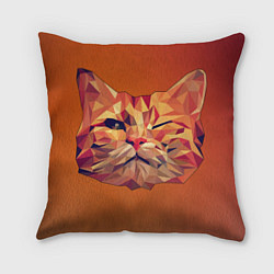 Подушка квадратная Полигональный кот подмигивает, цвет: 3D-принт