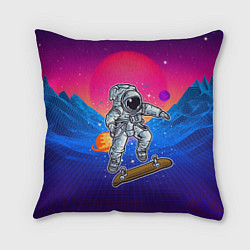 Подушка квадратная Космонавт прыгает на скейте, цвет: 3D-принт