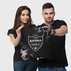 Подушка квадратная Данил - ЗАЩИТНИК - Камуфляж, цвет: 3D-принт — фото 2