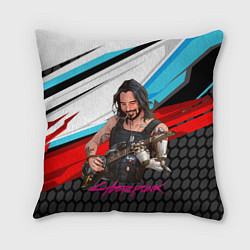 Подушка квадратная Cyberpunk2077 Johnny с гитарой, цвет: 3D-принт