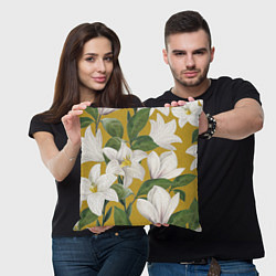 Подушка квадратная Цветы Белые Лилии, цвет: 3D-принт — фото 2