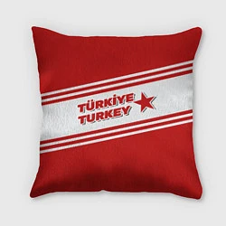 Подушка квадратная Надпись Турция на турецком и английском языках, цвет: 3D-принт