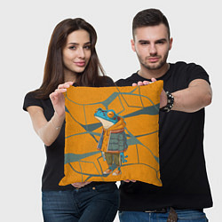 Подушка квадратная Лягушка в модной куртке, цвет: 3D-принт — фото 2