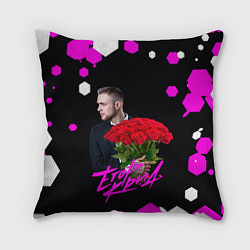 Подушка квадратная Егор крид С букетом роз, цвет: 3D-принт