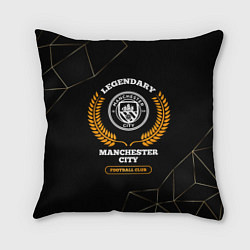 Подушка квадратная Лого Manchester City и надпись Legendary Football, цвет: 3D-принт