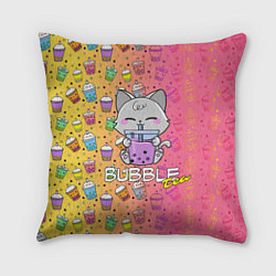 Подушка квадратная Bubble Tea - Бабл Ти, цвет: 3D-принт
