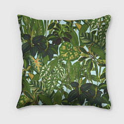 Подушка квадратная Зеленые Тропические Растения, цвет: 3D-принт