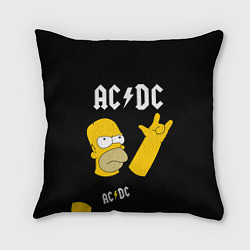 Подушка квадратная AC DC ГОМЕР СИМПСОН SIMPSONS, цвет: 3D-принт