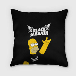Подушка квадратная Black Sabbath Гомер Симпсон Simpsons, цвет: 3D-принт