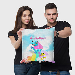 Подушка квадратная Wobbledogs, цвет: 3D-принт — фото 2