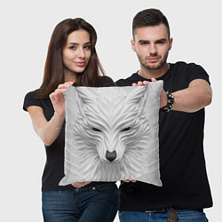 Подушка квадратная Волк - белый, цвет: 3D-принт — фото 2