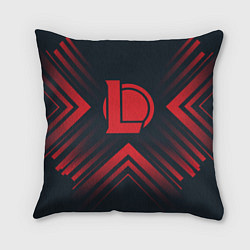 Подушка квадратная Красный Символ League of Legends на темном фоне со, цвет: 3D-принт