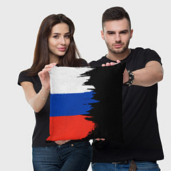 Подушка квадратная Российский триколор на темном фоне, цвет: 3D-принт — фото 2