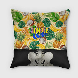Подушка квадратная Тропики Ритм Джунглей Ананасы Кокосы Бананы, цвет: 3D-принт