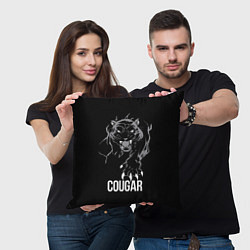 Подушка квадратная Cougar on the hunt - Пума на охоте, цвет: 3D-принт — фото 2