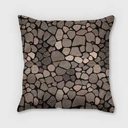 Подушка квадратная Черно-коричневая текстура камня, цвет: 3D-принт