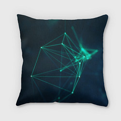 Подушка квадратная Зеленые абстрактные взаимосвязанные линии нейроны, цвет: 3D-принт