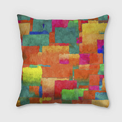 Подушка квадратная Красочная абстрактная композиция Мазки краски, цвет: 3D-принт