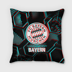 Подушка квадратная Bayern FC в стиле Glitch на темном фоне, цвет: 3D-принт