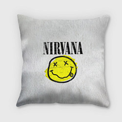 Подушка квадратная Nirvana логотип гранж, цвет: 3D-принт