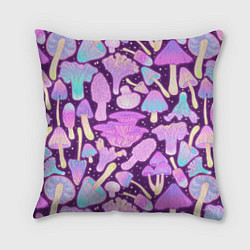 Подушка квадратная Неоновые грибочки, цвет: 3D-принт