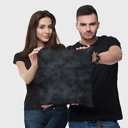 Подушка квадратная Акварельные разводы черный, цвет: 3D-принт — фото 2